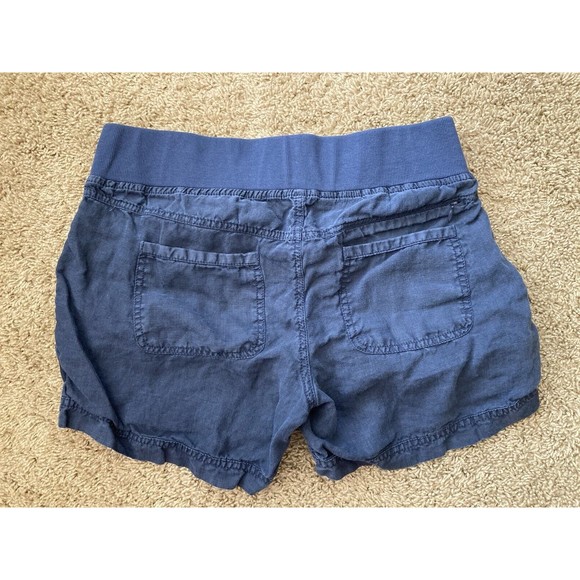Athleta Women's 100% Linen Shorts Navy Blue 4" inseam Size 10 - Picture 2 of 11